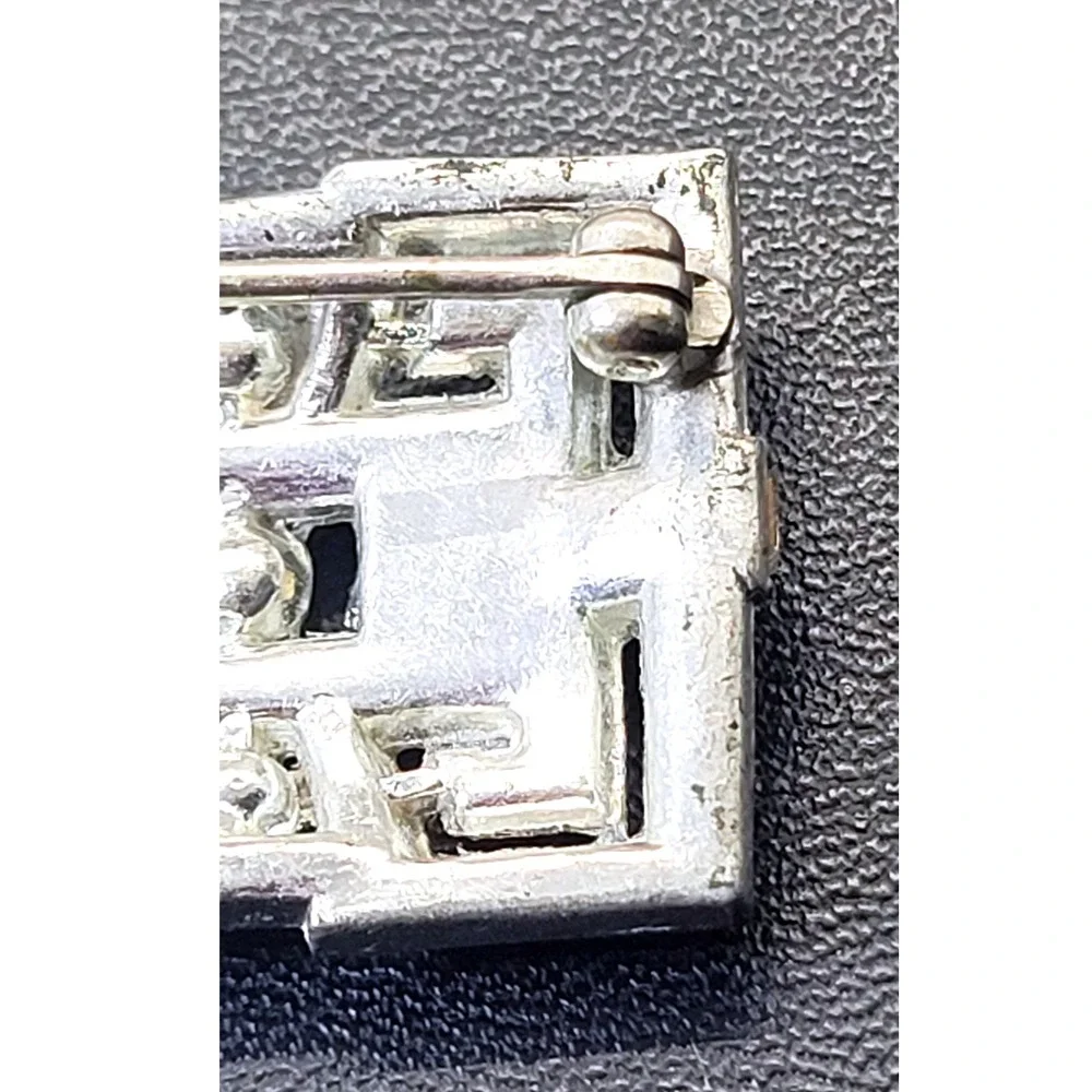 Unbranded Art Deco Bar Brooch Women OS Silver Rhinestone Good Vintage Geometric